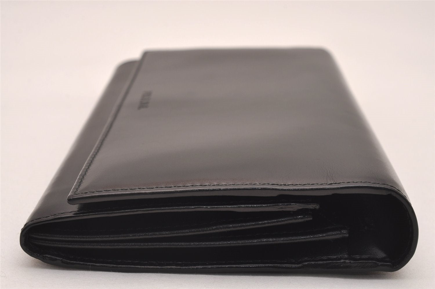 Authentic PRADA Vintage Leather Long Wallet Purse Black Box 4423J