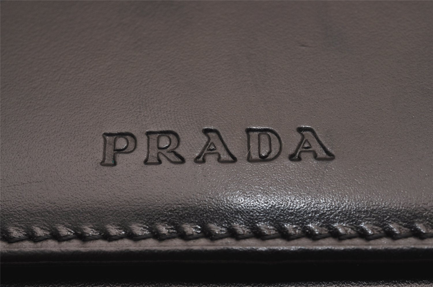 Authentic PRADA Vintage Leather Long Wallet Purse Black Box 4423J