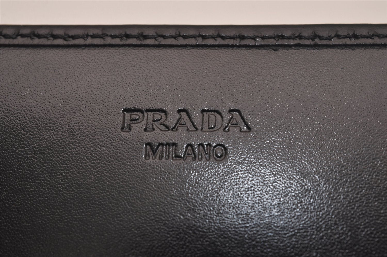 Authentic PRADA Vintage Leather Long Wallet Purse Black Box 4423J