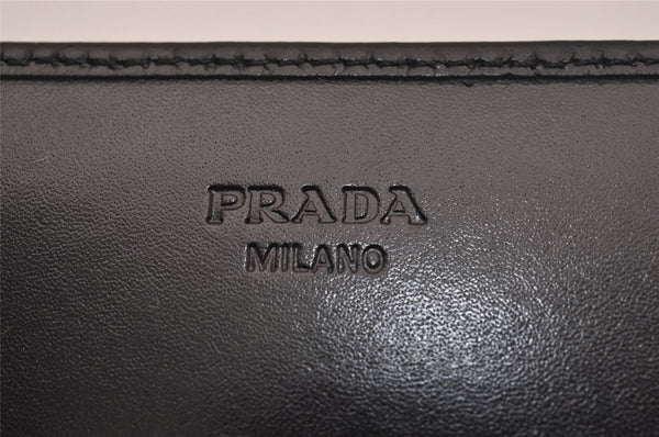 Authentic PRADA Vintage Leather Long Wallet Purse Black Box 4423J