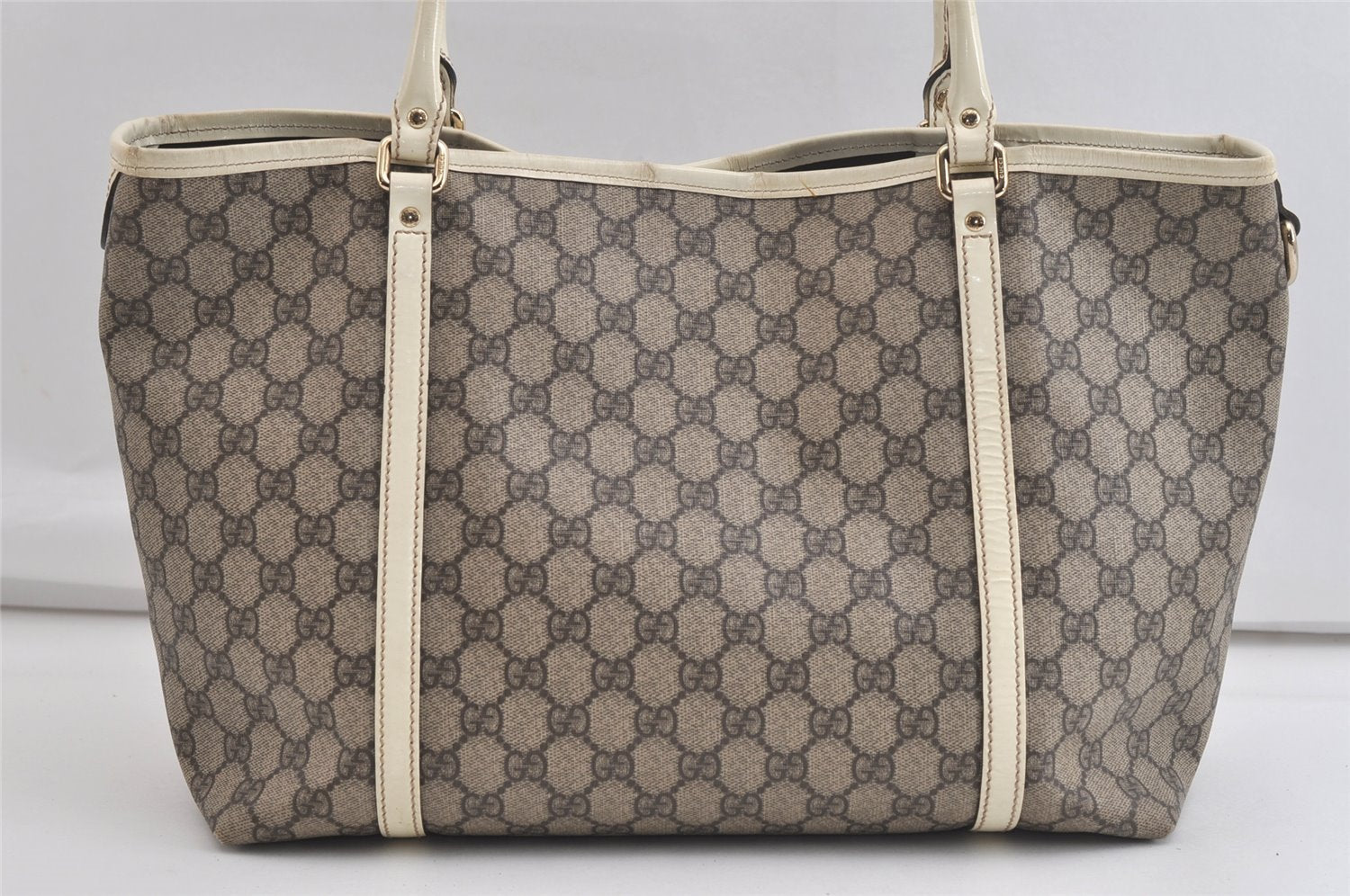 Authentic GUCCI Vintage Shoulder Tote Bag GG PVC Leather 197953 Brown 4423K