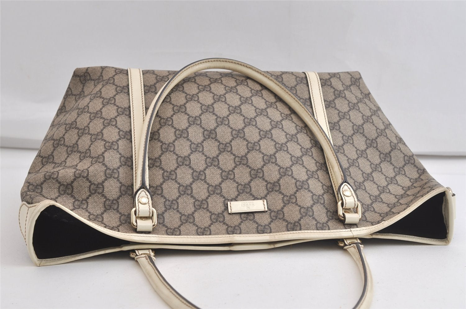 Authentic GUCCI Vintage Shoulder Tote Bag GG PVC Leather 197953 Brown 4423K