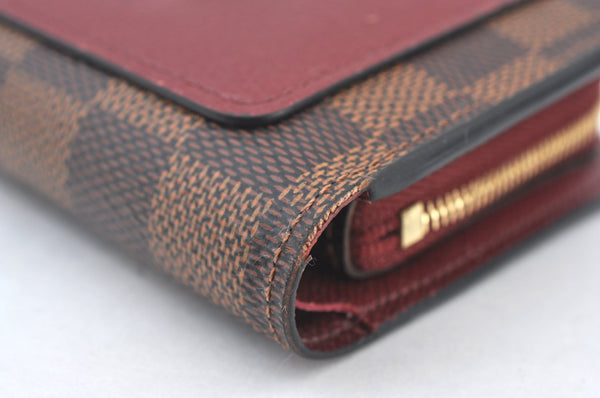 Authentic Louis Vuitton Damier Portefeuille Juliet Wallet N60381 Bordeaux 4424H