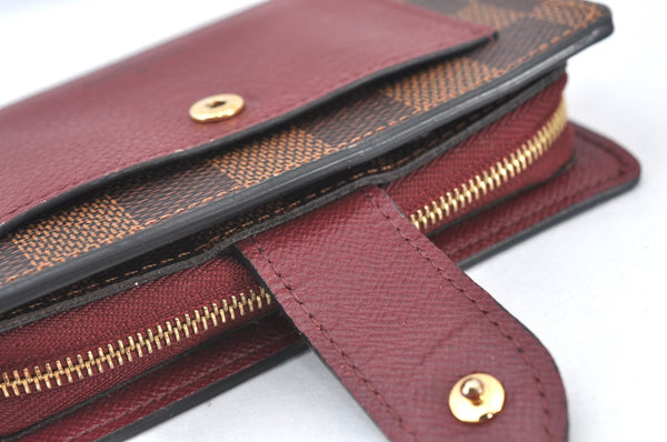 Authentic Louis Vuitton Damier Portefeuille Juliet Wallet N60381 Bordeaux 4424H