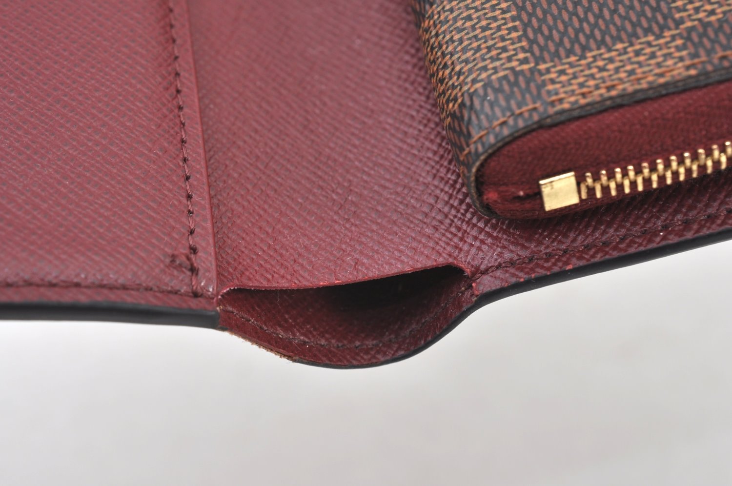 Authentic Louis Vuitton Damier Portefeuille Juliet Wallet N60381 Bordeaux 4424H