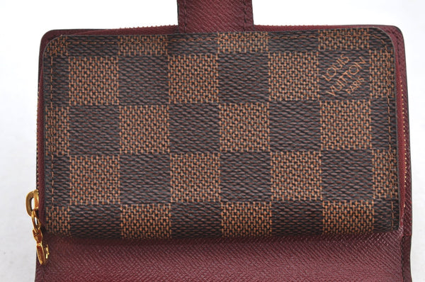 Authentic Louis Vuitton Damier Portefeuille Juliet Wallet N60381 Bordeaux 4424H