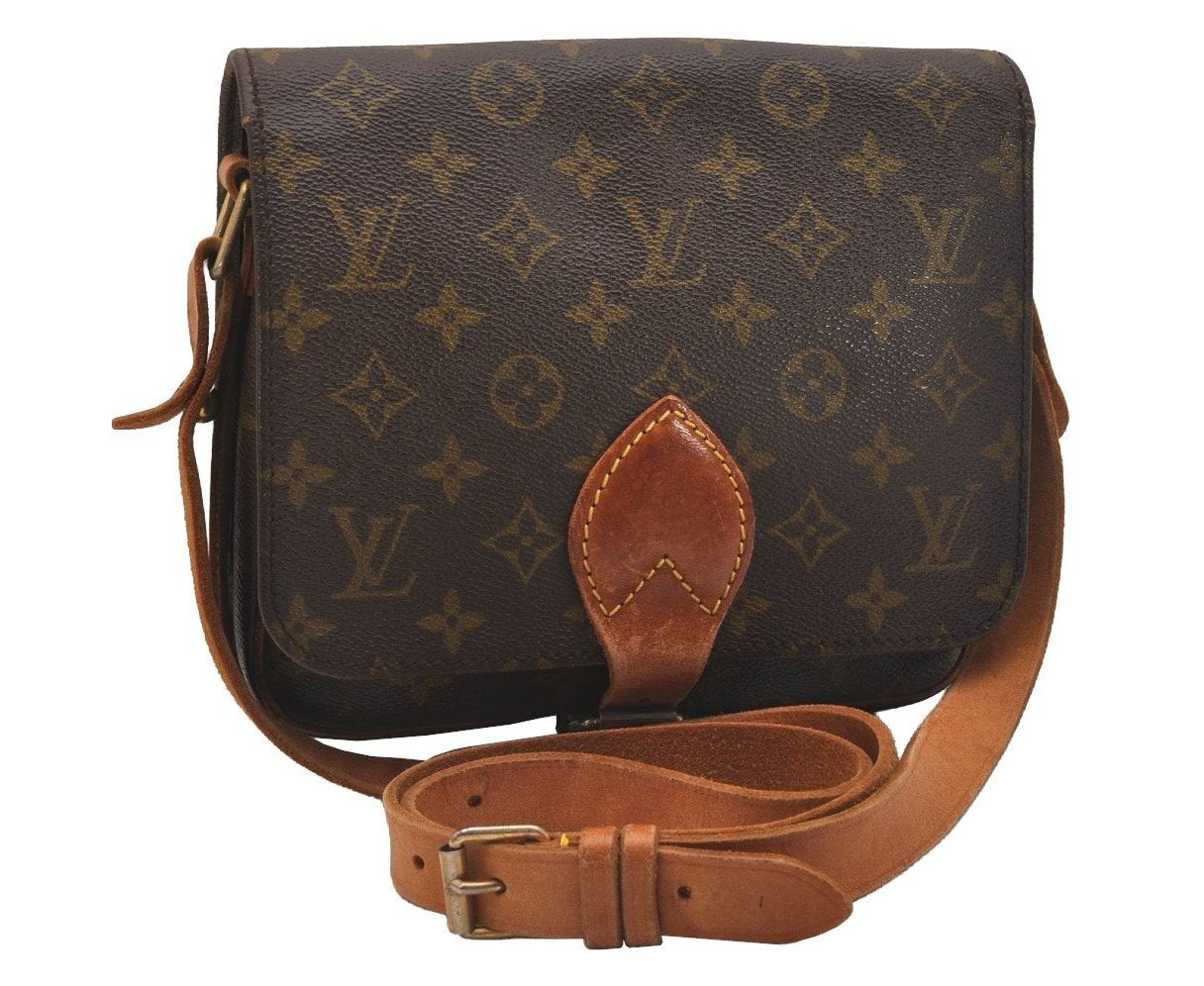 Authentic Louis Vuitton Monogram Cartouchiere MM Shoulder Bag Old Model 4424J