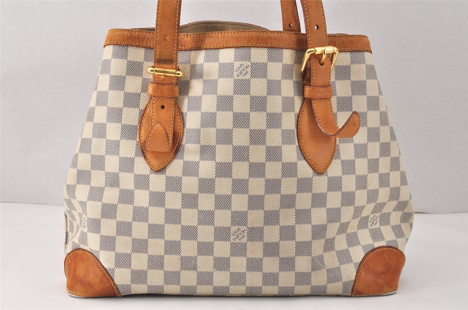 Authentic Louis Vuitton Damier Azur Hampstead MM N51206 Shoulder Tote Bag 4424K