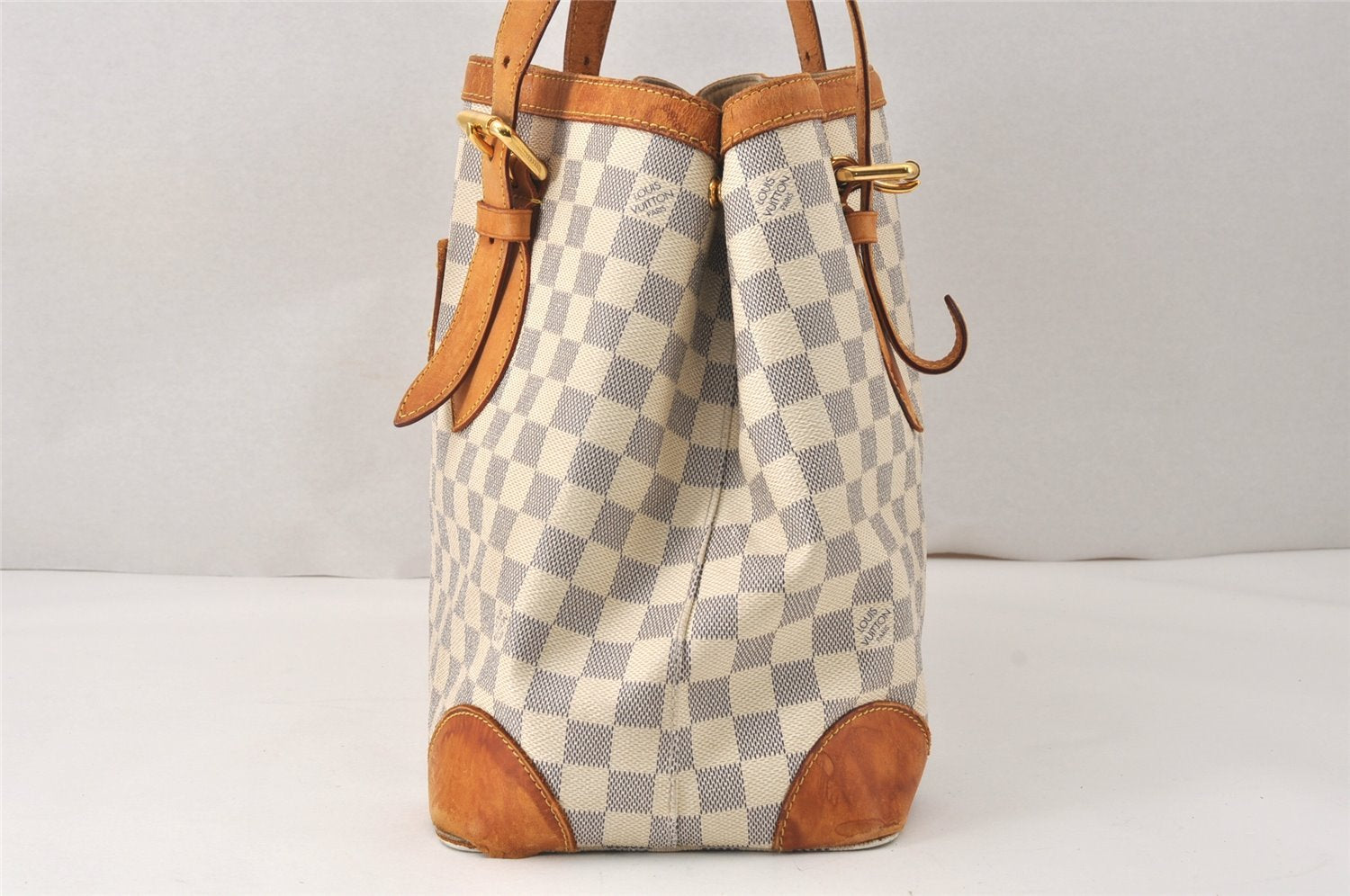 Authentic Louis Vuitton Damier Azur Hampstead MM N51206 Shoulder Tote Bag 4424K