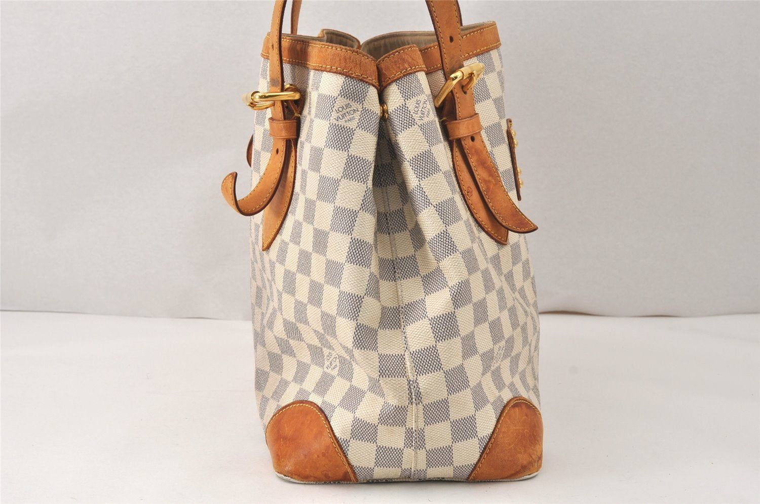 Authentic Louis Vuitton Damier Azur Hampstead MM N51206 Shoulder Tote Bag 4424K