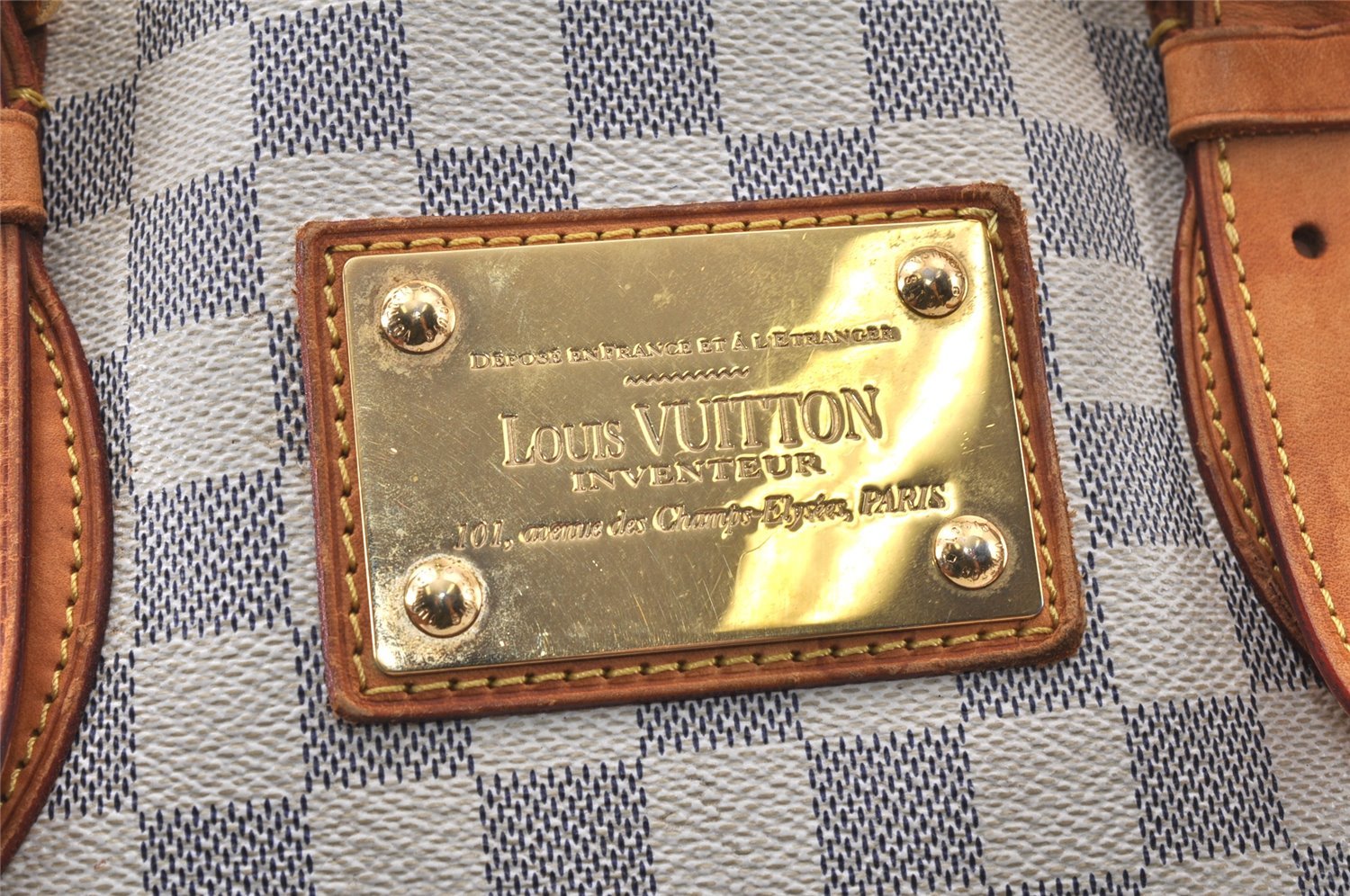 Authentic Louis Vuitton Damier Azur Hampstead MM N51206 Shoulder Tote Bag 4424K