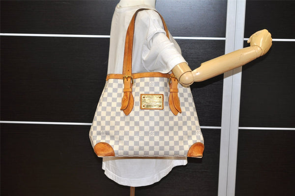 Authentic Louis Vuitton Damier Azur Hampstead MM N51206 Shoulder Tote Bag 4424K
