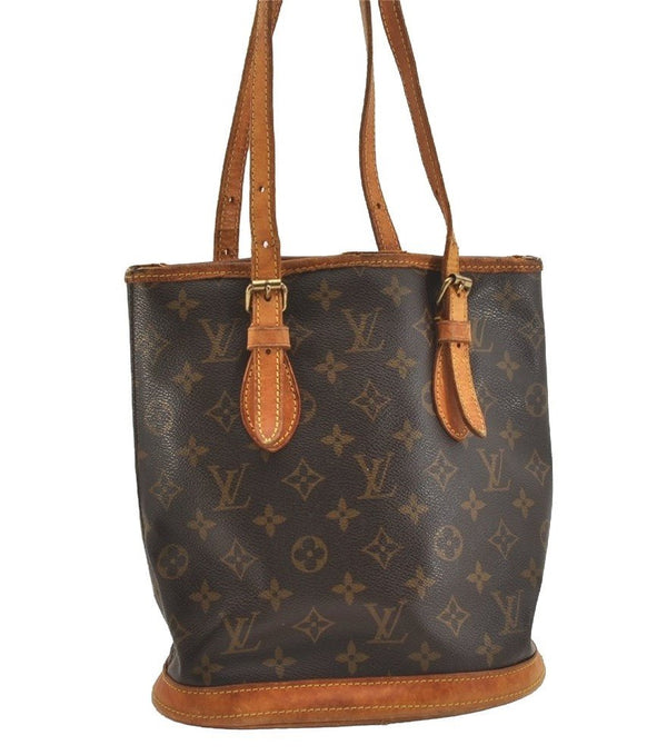 Authentic Louis Vuitton Monogram Bucket PM Shoulder Tote Bag M42238 LV 4426J