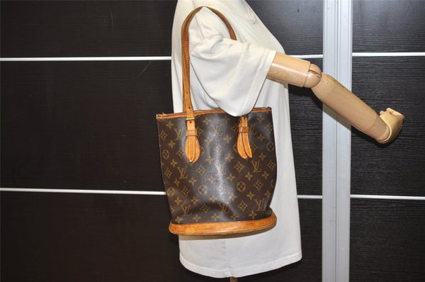 Authentic Louis Vuitton Monogram Bucket PM Shoulder Tote Bag M42238 LV 4426J