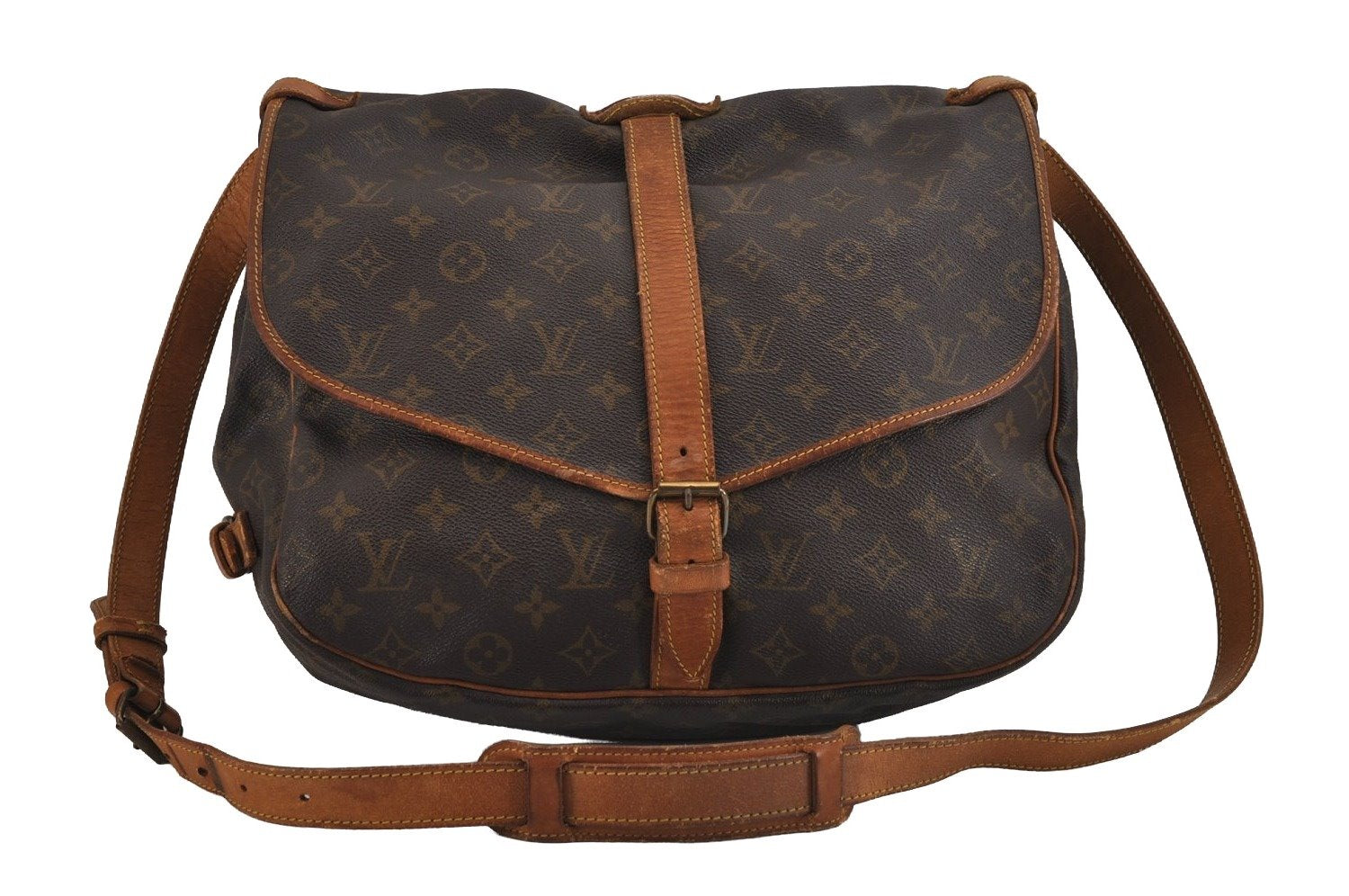 Authentic Louis Vuitton Monogram Saumur 35 Shoulder Cross Bag M42254 LV 4430J