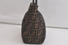 Authentic FENDI Vintage Zucca Hand Tote Bag Purse Canvas Leather Brown 4430K