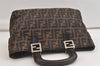 Authentic FENDI Vintage Zucca Hand Tote Bag Purse Canvas Leather Brown 4430K