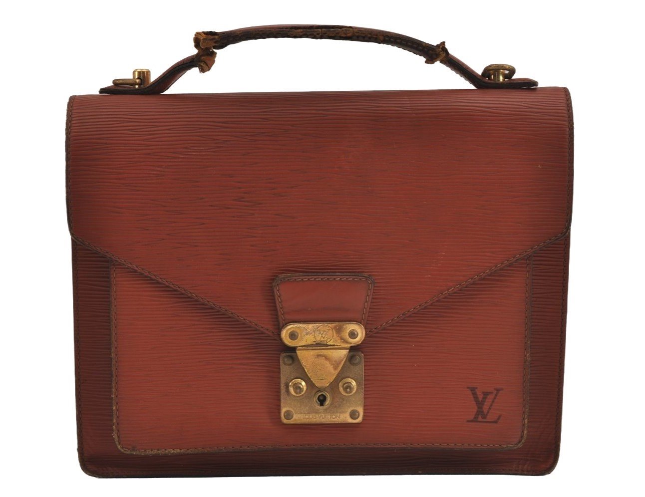 Authentic Louis Vuitton Epi Monceau 2Way Hand Bag Brown M52123 LV Junk 4431J