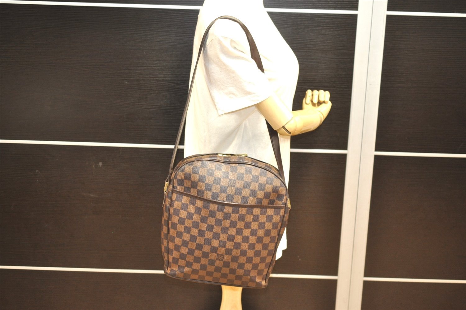 Authentic Louis Vuitton Damier Ipanema GM Shoulder Cross Bag N51292 LV 4433J