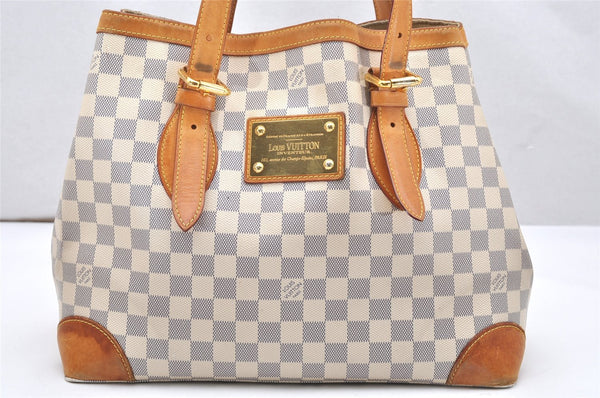 Authentic Louis Vuitton Damier Azur Hampstead MM N51206 Shoulder Tote Bag 4434K