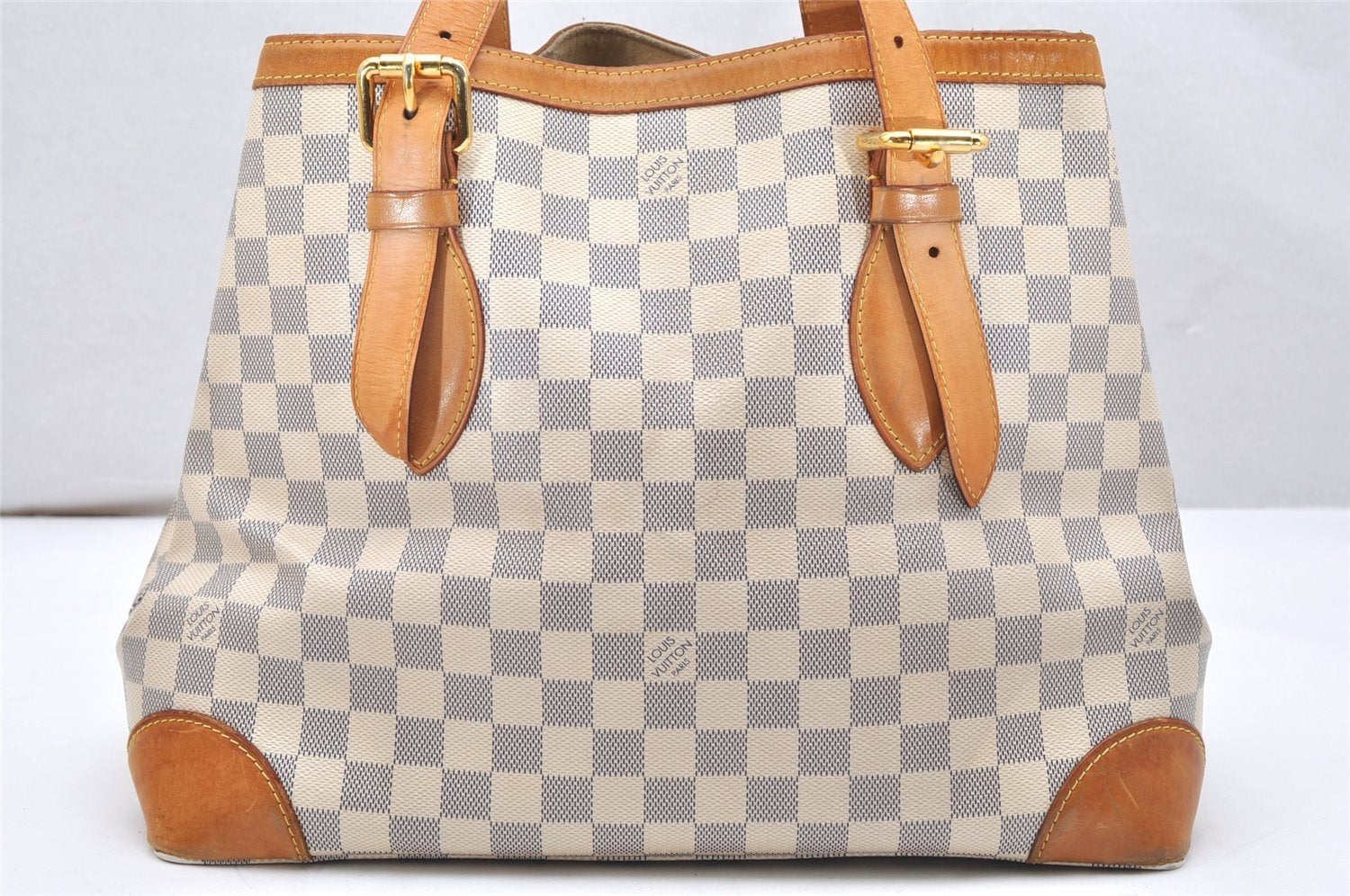 Authentic Louis Vuitton Damier Azur Hampstead MM N51206 Shoulder Tote Bag 4434K