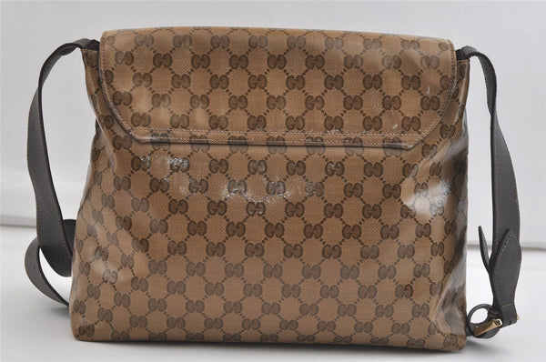 Authentic GUCCI GG Crystal Shoulder Cross Bag GG PVC Leather 272351 Brown 4435K