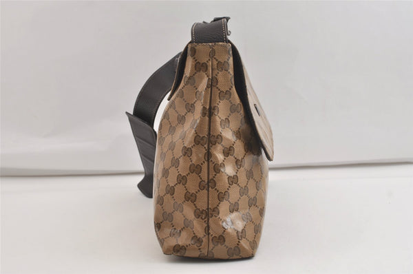 Authentic GUCCI GG Crystal Shoulder Cross Bag GG PVC Leather 272351 Brown 4435K