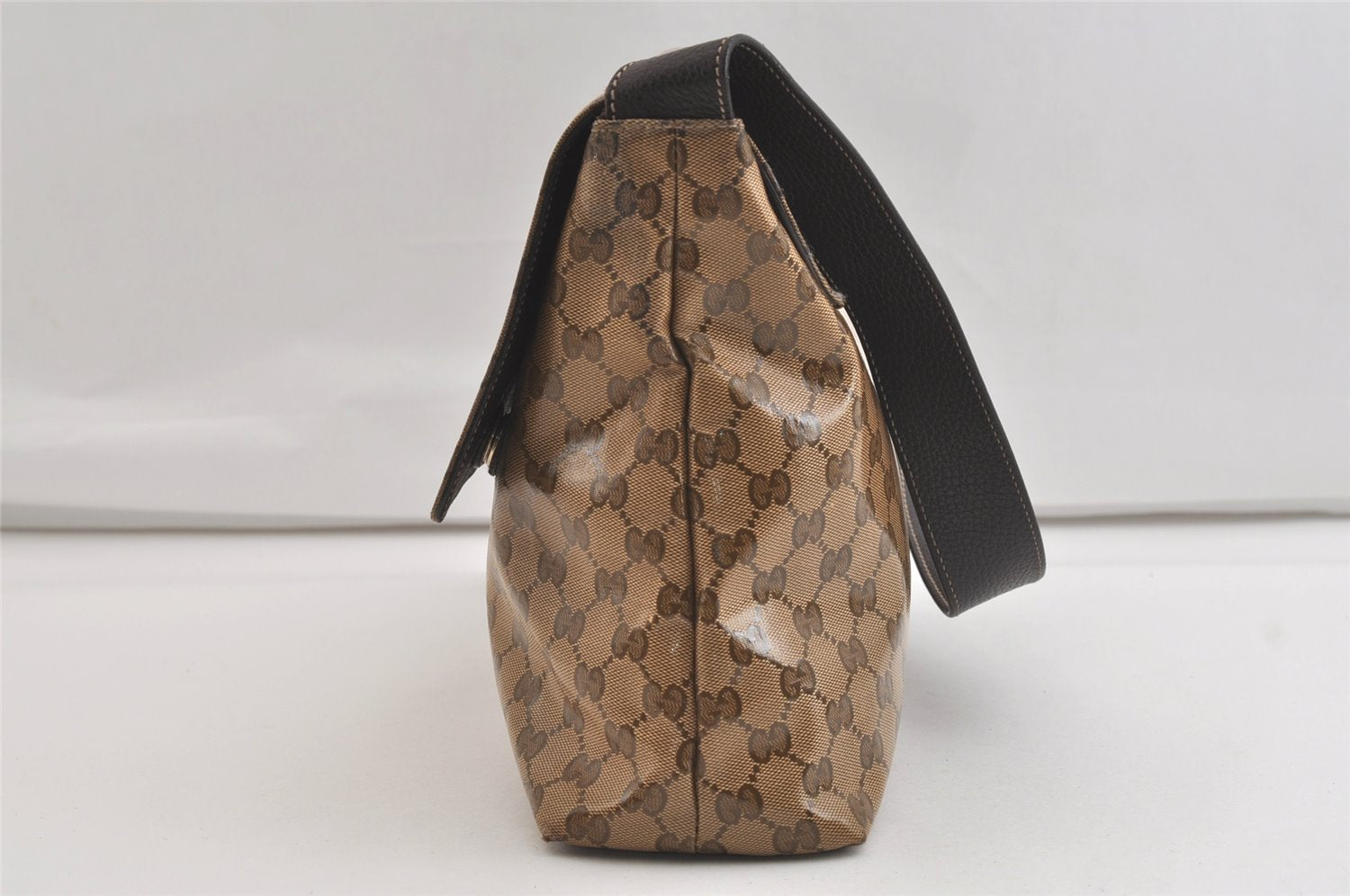 Authentic GUCCI GG Crystal Shoulder Cross Bag GG PVC Leather 272351 Brown 4435K