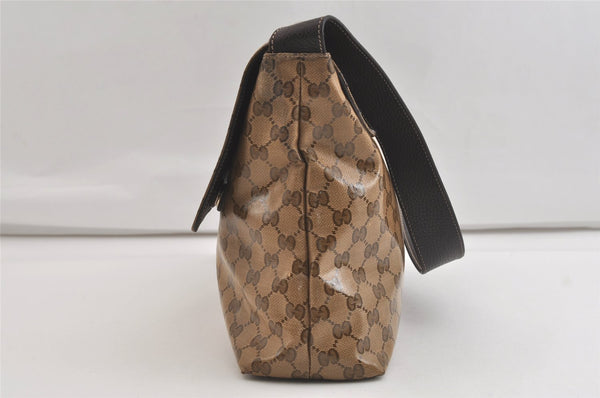 Authentic GUCCI GG Crystal Shoulder Cross Bag GG PVC Leather 272351 Brown 4435K