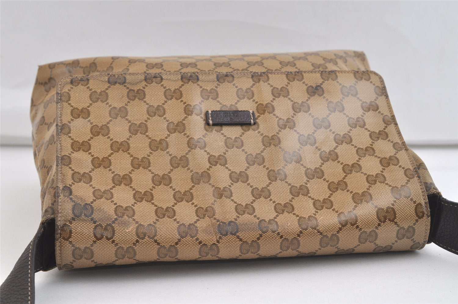 Authentic GUCCI GG Crystal Shoulder Cross Bag GG PVC Leather 272351 Brown 4435K