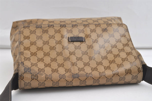 Authentic GUCCI GG Crystal Shoulder Cross Bag GG PVC Leather 272351 Brown 4435K