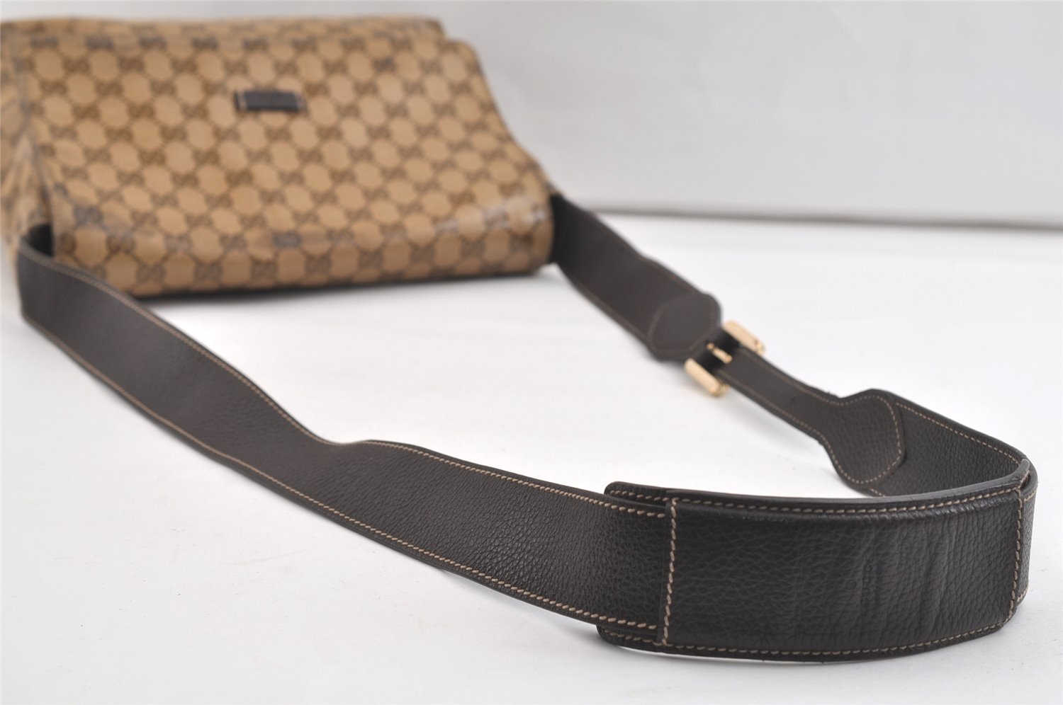 Authentic GUCCI GG Crystal Shoulder Cross Bag GG PVC Leather 272351 Brown 4435K