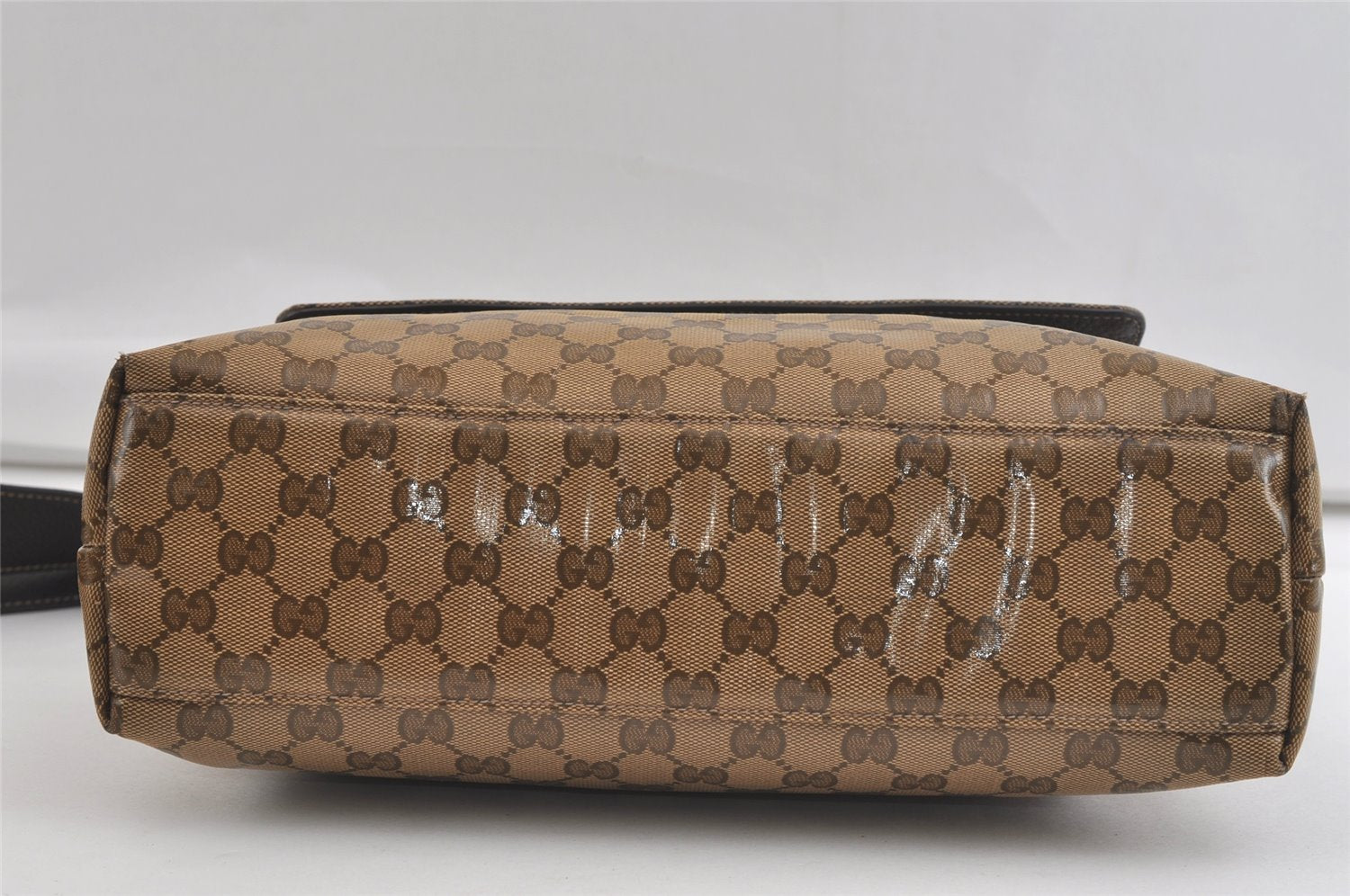 Authentic GUCCI GG Crystal Shoulder Cross Bag GG PVC Leather 272351 Brown 4435K