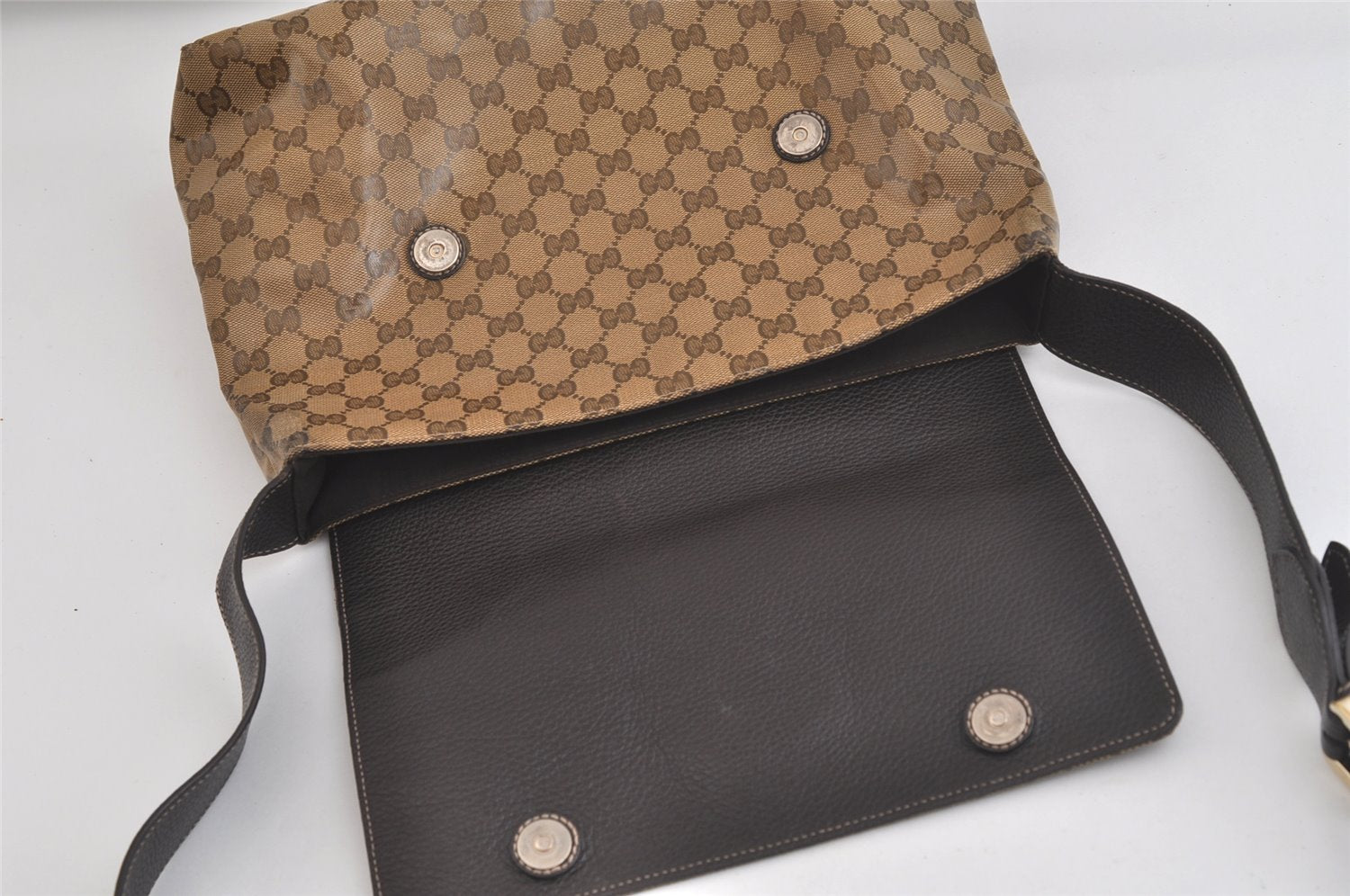 Authentic GUCCI GG Crystal Shoulder Cross Bag GG PVC Leather 272351 Brown 4435K