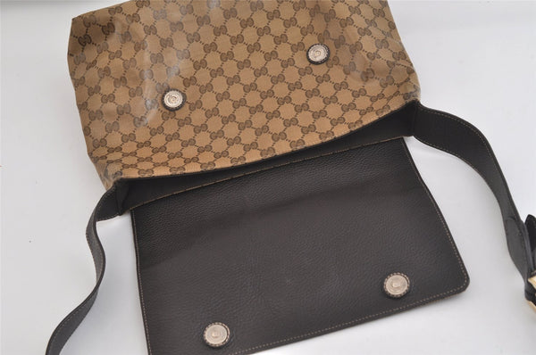Authentic GUCCI GG Crystal Shoulder Cross Bag GG PVC Leather 272351 Brown 4435K