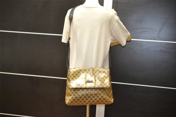 Authentic GUCCI GG Crystal Shoulder Cross Bag GG PVC Leather 272351 Brown 4435K