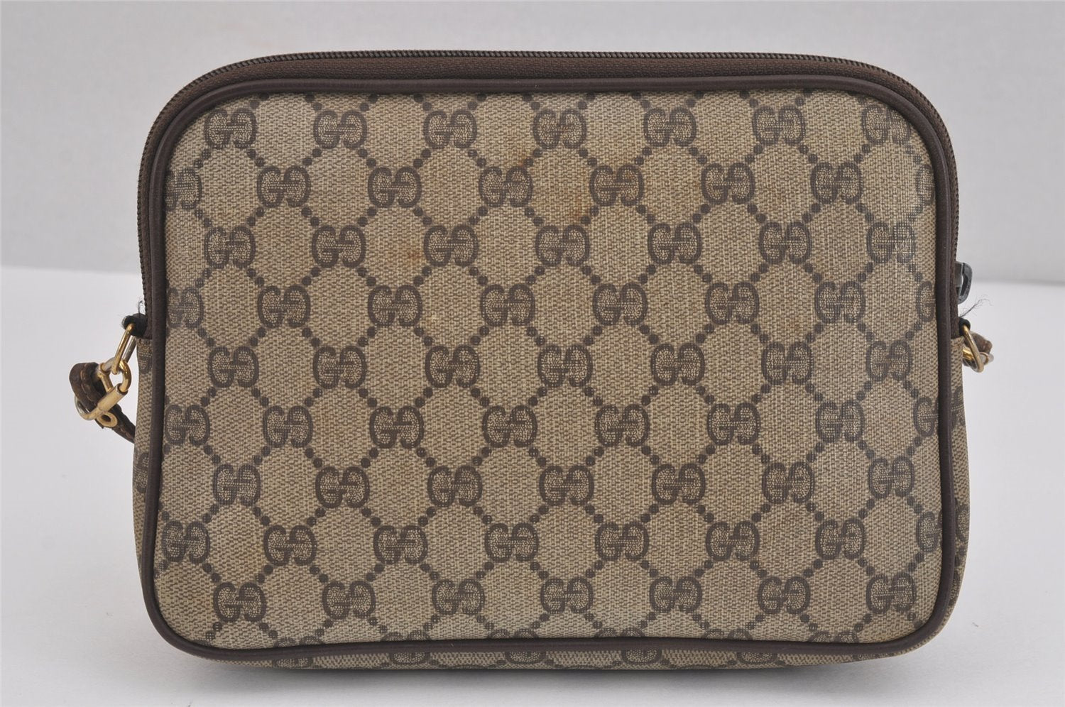 Authentic GUCCI Shoulder Cross Body Bag GG PVC Leather Brown Junk 4436J