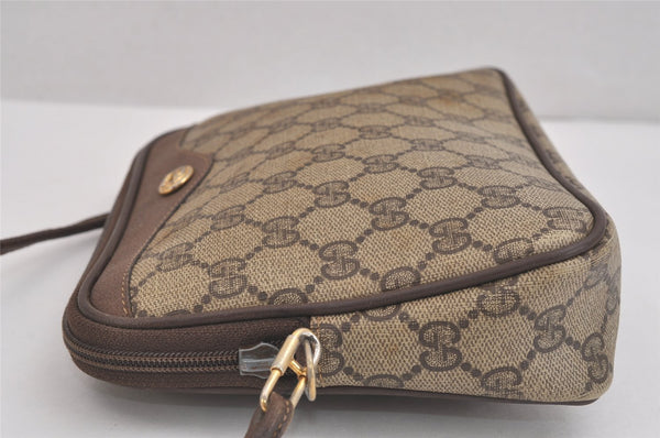 Authentic GUCCI Shoulder Cross Body Bag GG PVC Leather Brown Junk 4436J