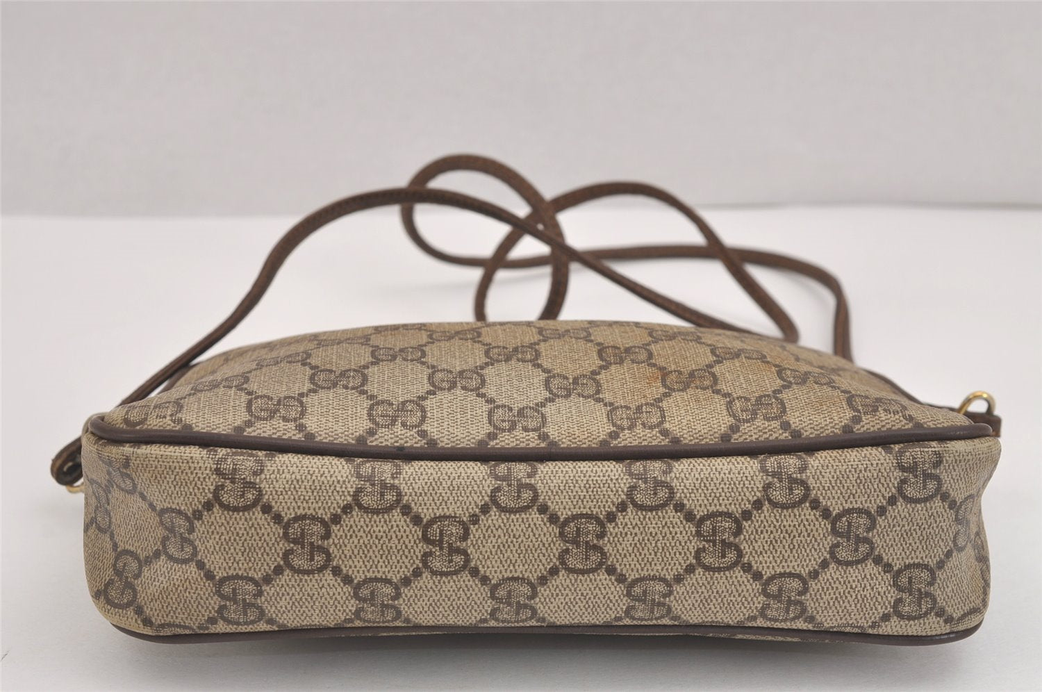 Authentic GUCCI Shoulder Cross Body Bag GG PVC Leather Brown Junk 4436J