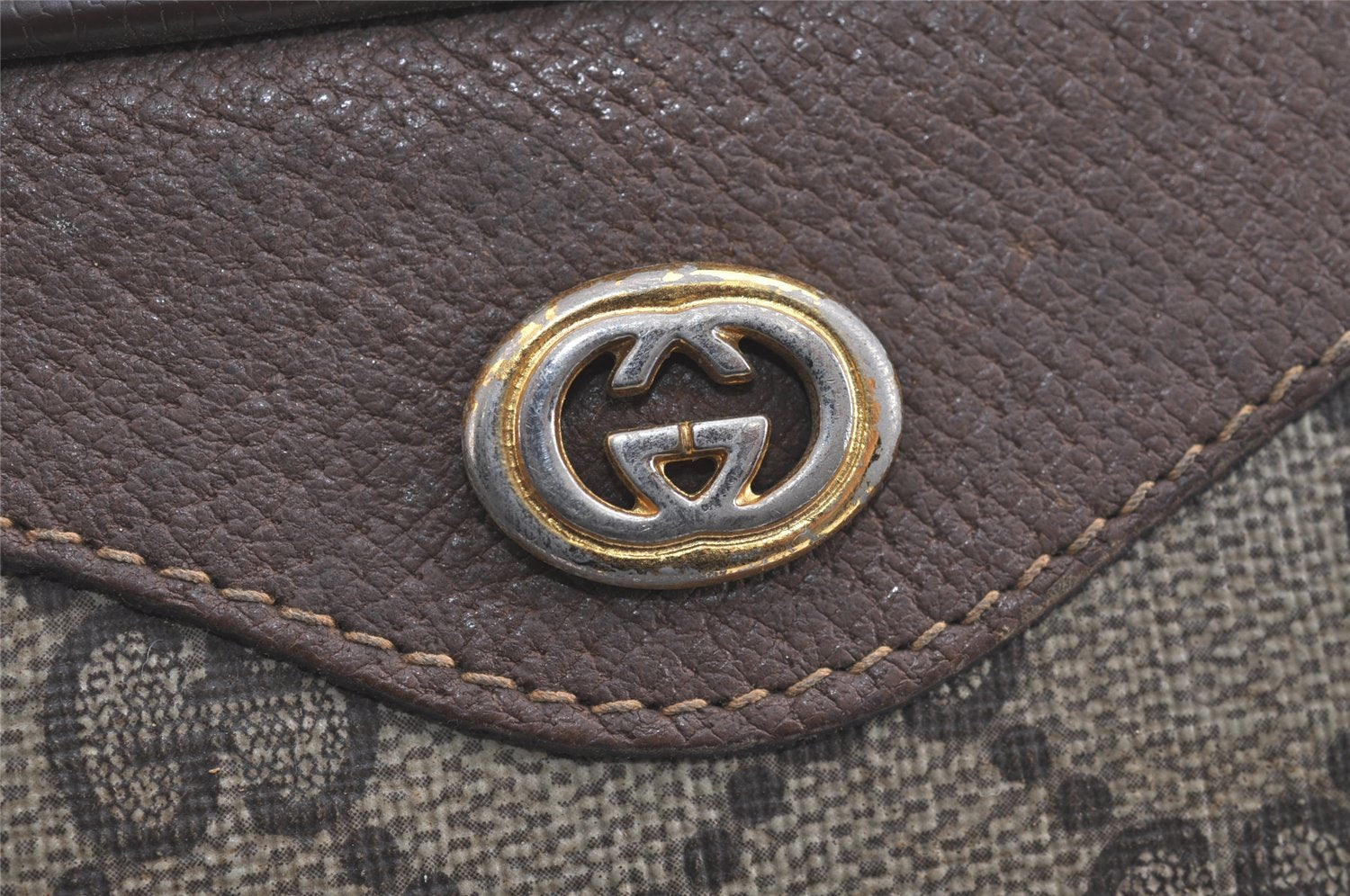 Authentic GUCCI Shoulder Cross Body Bag GG PVC Leather Brown Junk 4436J