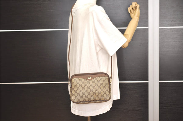 Authentic GUCCI Shoulder Cross Body Bag GG PVC Leather Brown Junk 4436J