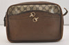 Authentic GUCCI Vintage Shoulder Bag Purse GG PVC Leather Brown Junk 4437J