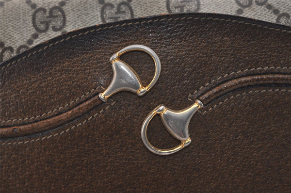 Authentic GUCCI Vintage Shoulder Bag Purse GG PVC Leather Brown Junk 4437J