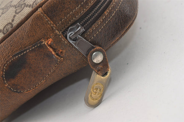 Authentic GUCCI Vintage Shoulder Bag Purse GG PVC Leather Brown Junk 4437J