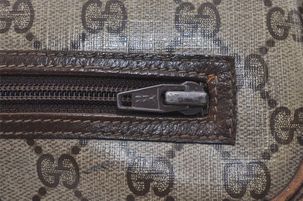 Authentic GUCCI Vintage Shoulder Bag Purse GG PVC Leather Brown Junk 4437J
