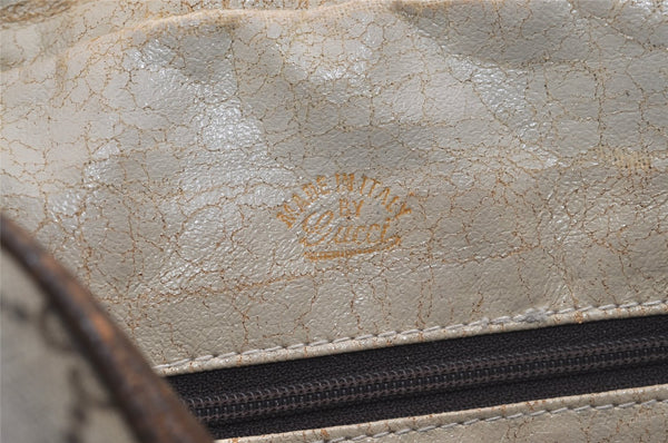 Authentic GUCCI Vintage Shoulder Bag Purse GG PVC Leather Brown Junk 4437J