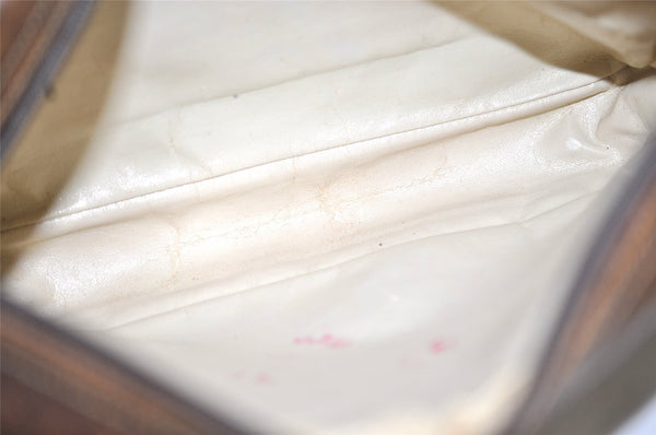 Authentic GUCCI Vintage Shoulder Bag Purse GG PVC Leather Brown Junk 4437J