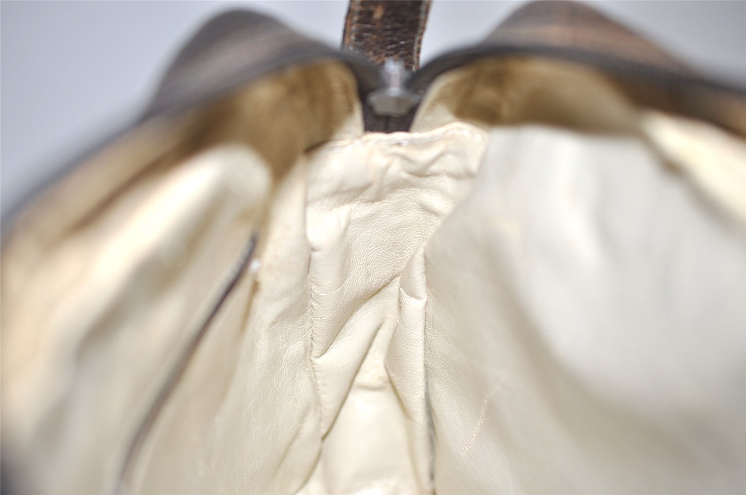 Authentic GUCCI Vintage Shoulder Bag Purse GG PVC Leather Brown Junk 4437J