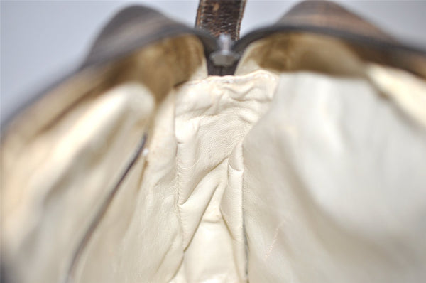 Authentic GUCCI Vintage Shoulder Bag Purse GG PVC Leather Brown Junk 4437J