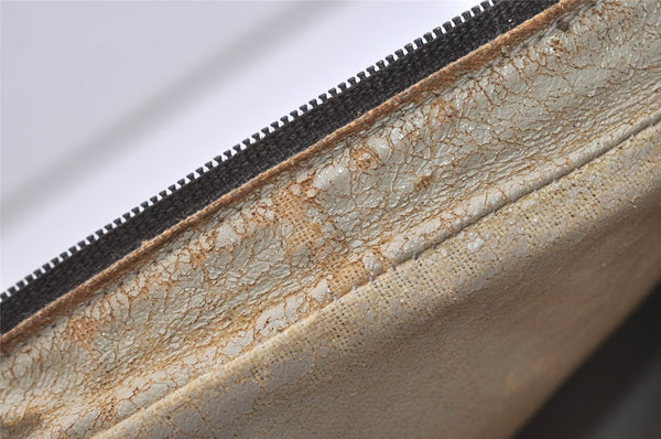 Authentic GUCCI Vintage Shoulder Bag Purse GG PVC Leather Brown Junk 4437J